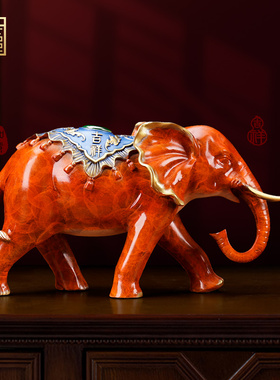 纯铜大象吉象如意摆件一对玄关电视柜客厅工艺品家居乔迁开业礼品