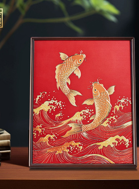 《鱼跃龙门》铜雕画新中式