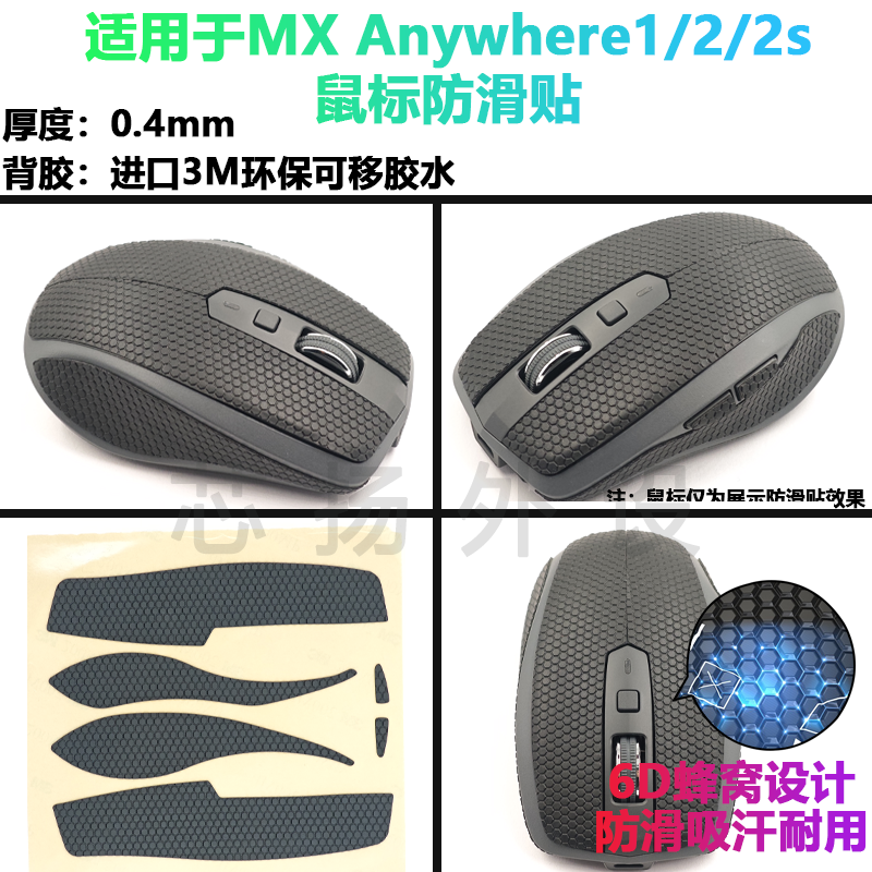 适用罗技MX Master1 2 3S anywhere鼠标防滑贴吸汗贴纸保护侧裙贴 - 图2