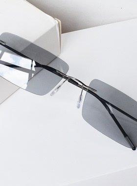 无框偏光方形变色太阳镜男日夜两用驾驶镜夜视镜墨镜男近视有度数