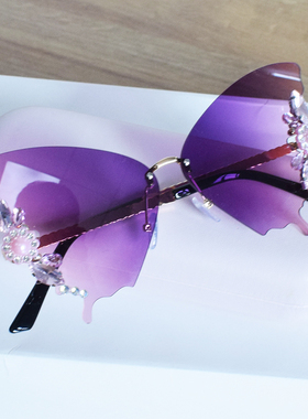 琪妍遮阳蝴蝶形状夸张女镶钻墨镜