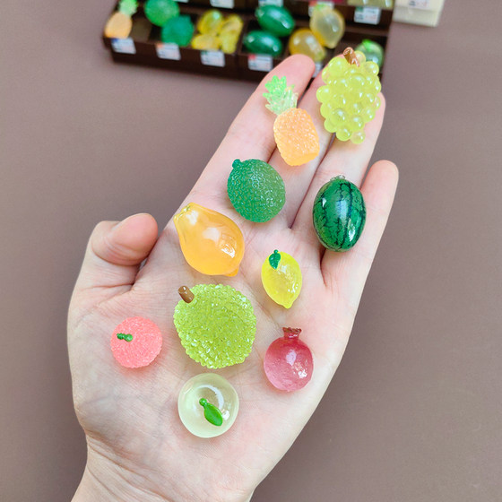 Mini luminous fruit shelf simulation supermarket cantaloupe durian food toy model baby house accessories non-children's toys