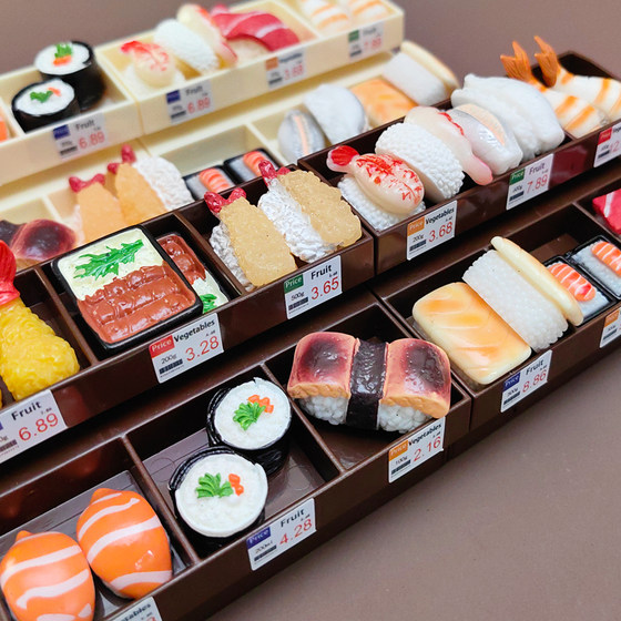 Creative simulation Japanese sushi food toy miniature supermarket shelf model mini eel rice micro landscape decoration accessories