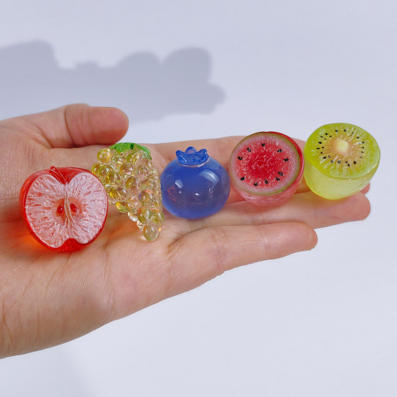 New high transparent large fruit blind bag simulation resin ice transparent lemon watermelon fruit model computer desktop small ornaments
