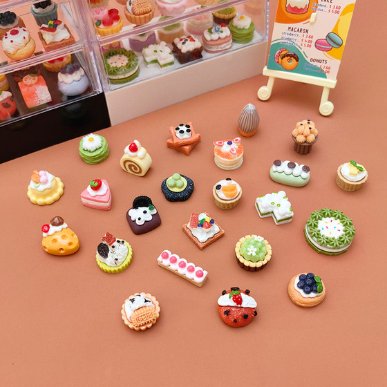 Mini cake dessert simulation cabinet miniature supermarket food and play storage model dollhouse ornaments non-children's toys