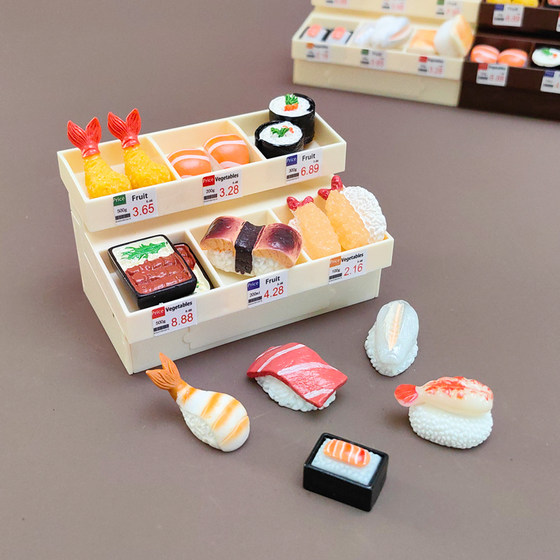 Creative simulation Japanese sushi food toy miniature supermarket shelf model mini eel rice micro landscape decoration accessories