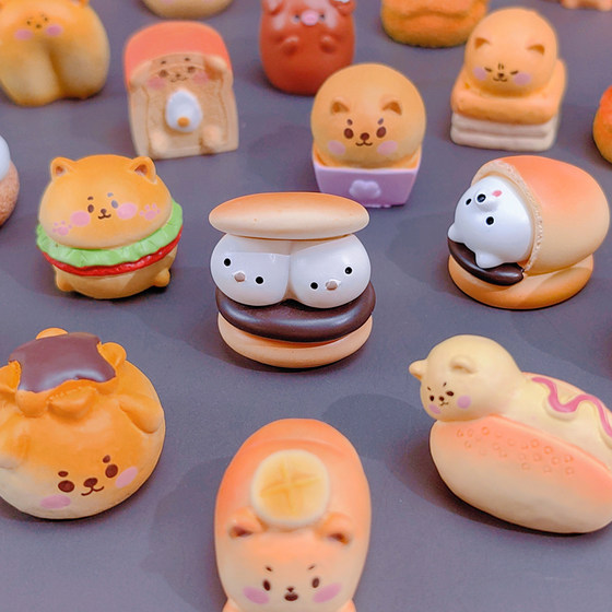 Blind bag creative simulation animal bread dessert series mini cat puppy rabbit hamburger cake model ornaments