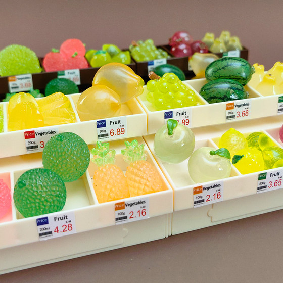 Mini luminous fruit shelf simulation supermarket cantaloupe durian food toy model baby house accessories non-children's toys