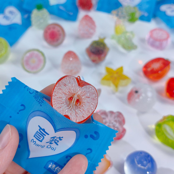 New high transparent large fruit blind bag simulation resin ice transparent lemon watermelon fruit model computer desktop small ornaments