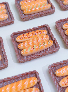 创意仿真面包系列迷你法棍面包筐模型摆件卡通托盘娃娃屋桌面装饰