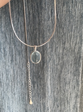 S925纯银海蓝宝色吊坠项链春夏款