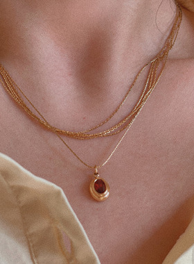 高级复古项链叠戴钛钢吊坠锁骨链