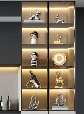 创意轻奢网红圆环异形摆件家居玄关玻璃酒柜样板房客厅艺术装饰品