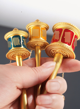 精美迷你手摇转轮桶锌合金嘛呢转筒浮雕大号小号随身携带方便摆件