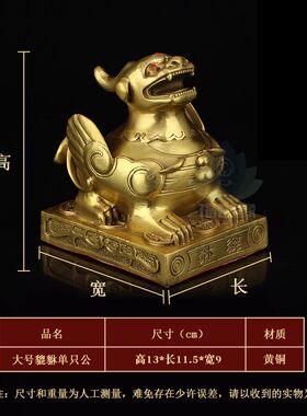 纯铜貔貅摆件一对公母貔貅黄铜铸造皮丘家居客厅店铺装饰品