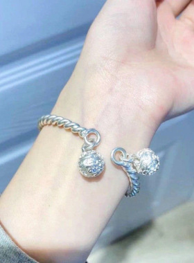 抖音同款铃铛手镯一步一响手镯扭线双宫叮当镯古风个性设计闺蜜