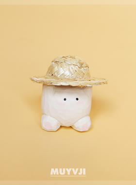 心有所属！手工木雕小团团子桌面装饰品摆件木质可爱创意生日礼物