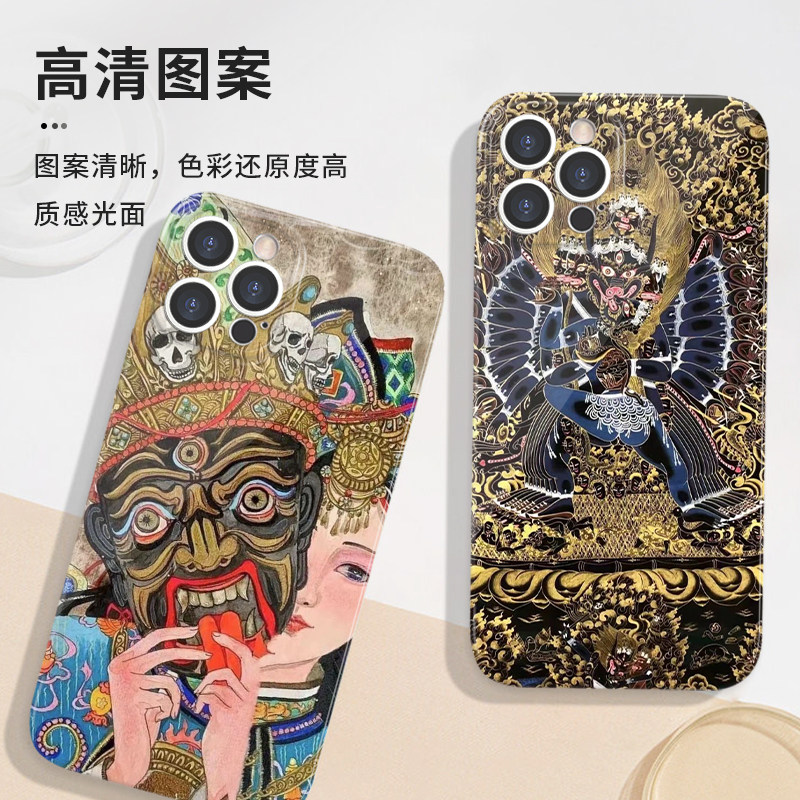 唐卡手机壳苹果14华为mate40文殊菩萨iPhone15Promax小米13普贤OPPO财神vivo12不动明王60扎基拉姆11虚空藏30