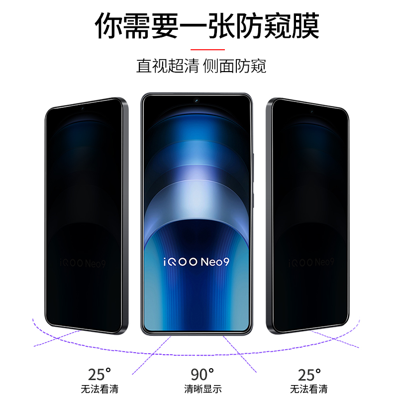 适用iqooneo9钢化膜防窥iqooneo9pro全屏覆盖防偷窥vivoiqooneo9手机膜iq00neo9防窥膜iqneo9爱酷neo9贴膜por - 图1