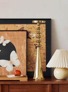 北欧简约现代轻奢高脚烛台摆件样板间酒店餐厅客厅桌面家居装饰品