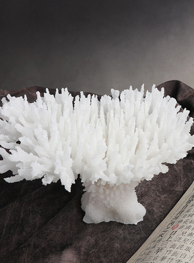 意式现代轻奢样板间床头柜书柜书架白色真珊瑚创意软装饰品摆件