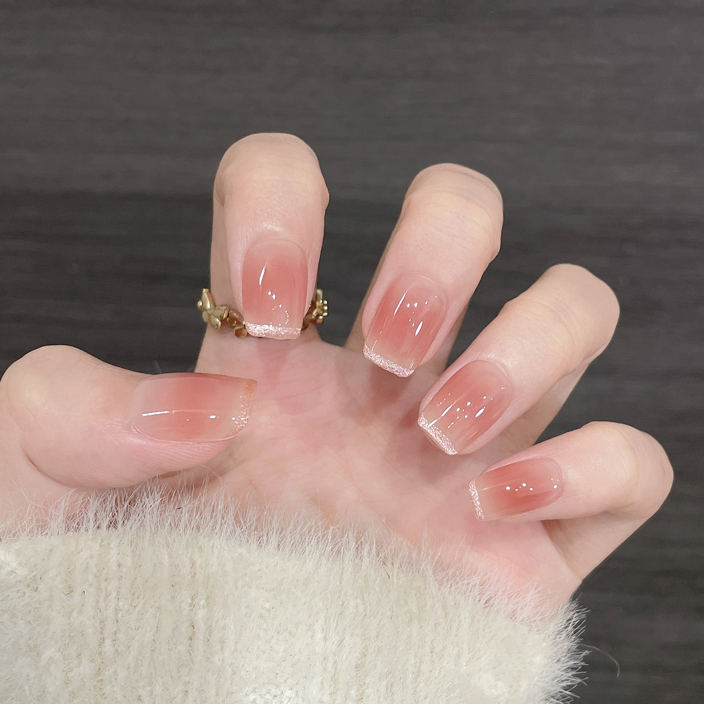 纯手工美甲穿戴甲2026新款学生党短款精致裸色显白高级感哈妮少女,淘宝优惠券,粉丝福利购,淘宝优惠卷