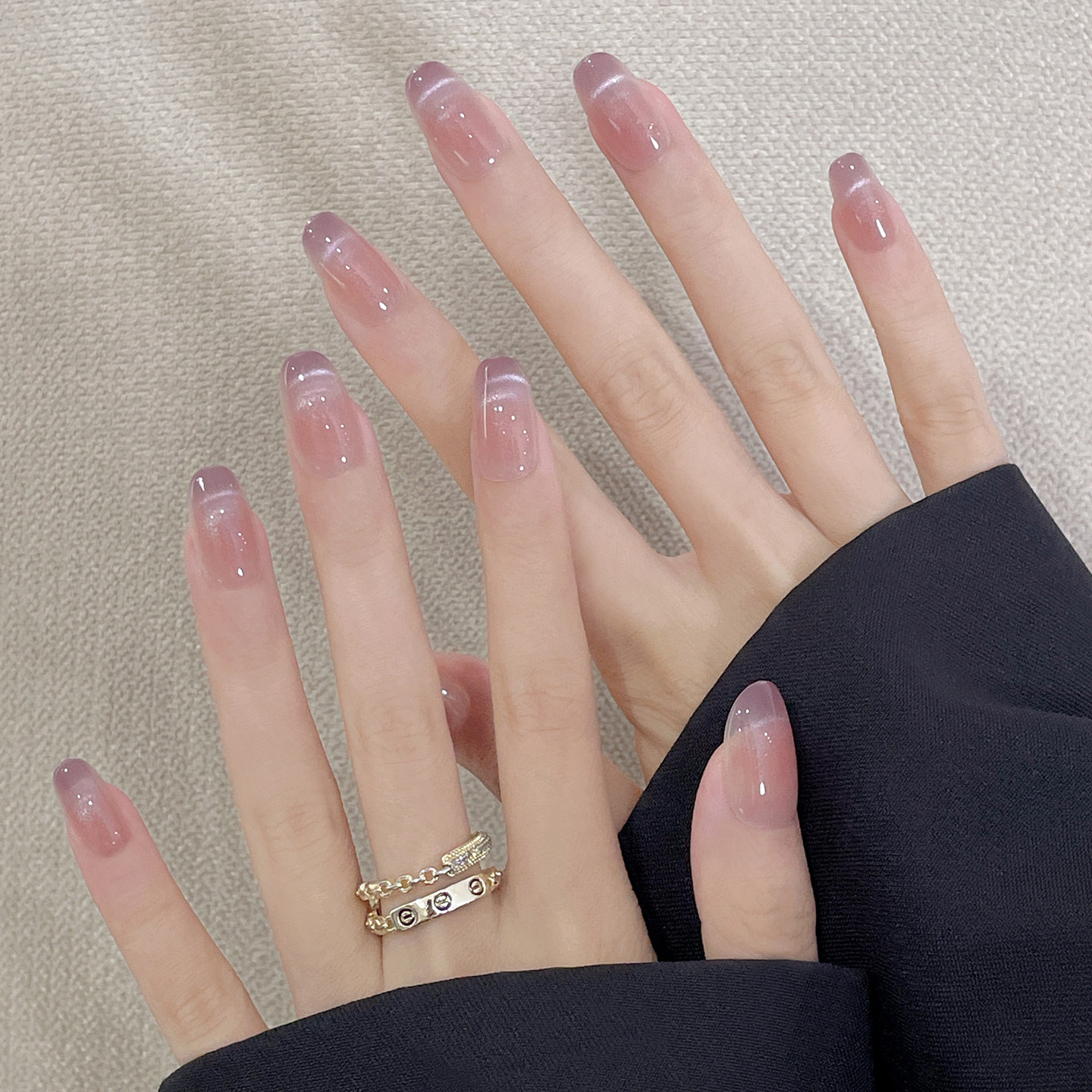 手工美甲穿戴甲短款2026新款高级感紫色月牙猫眼指甲贴片时光巷陌,淘宝优惠券,粉丝福利购,淘宝优惠卷