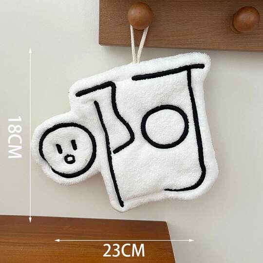 Cute cartoon hand towels, hanging, thickened, super absorbent, coral velvet, small square towels, kitchen and bathroom hand towels