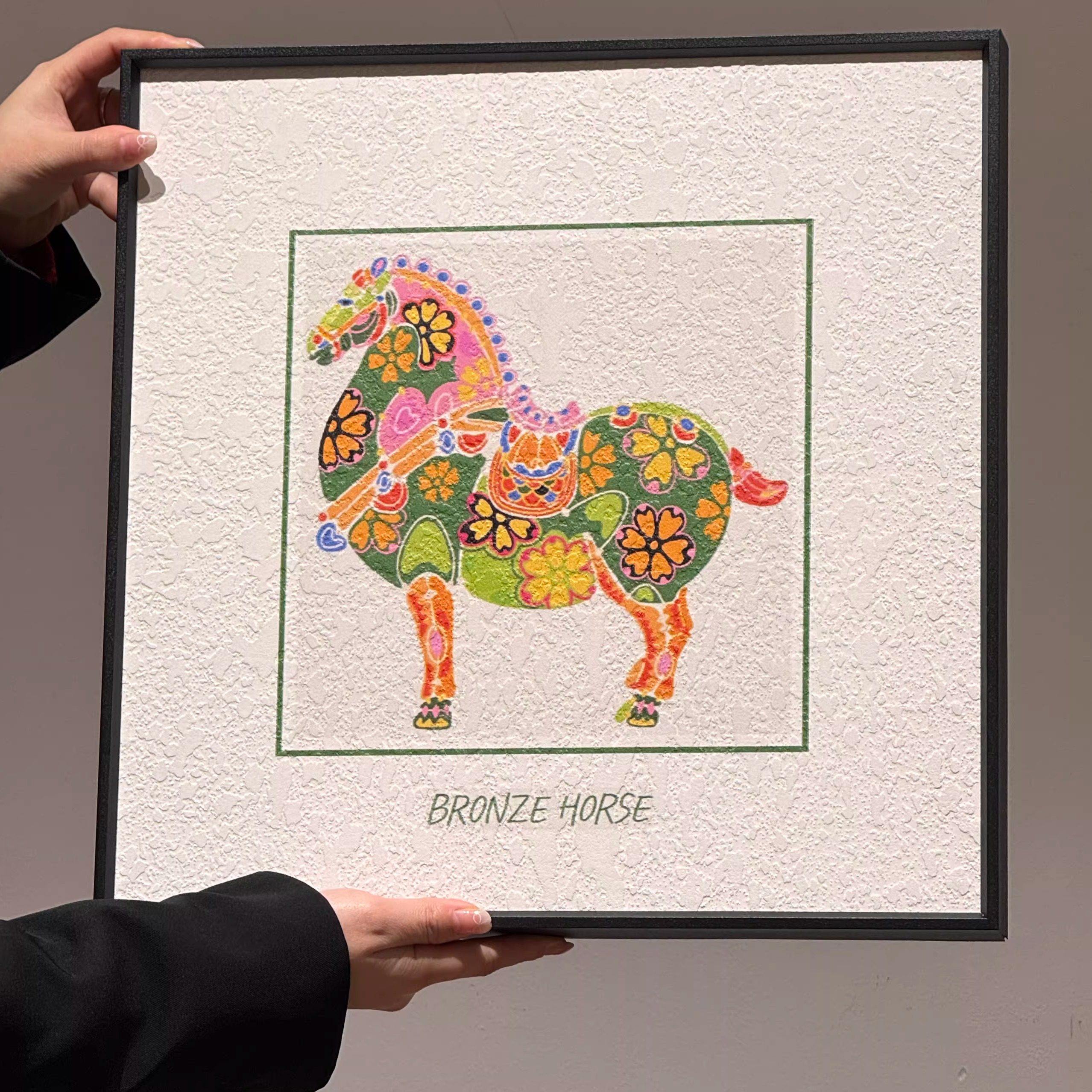 复古风马年新年装饰画客厅卧室挂画玄关桌面艺术摆件家居装饰画,淘宝优惠券,粉丝福利购,淘宝优惠卷