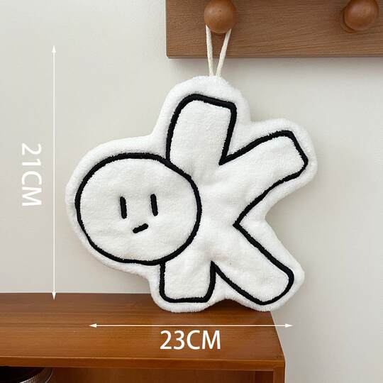 Cute cartoon hand towels, hanging, thickened, super absorbent, coral velvet, small square towels, kitchen and bathroom hand towels