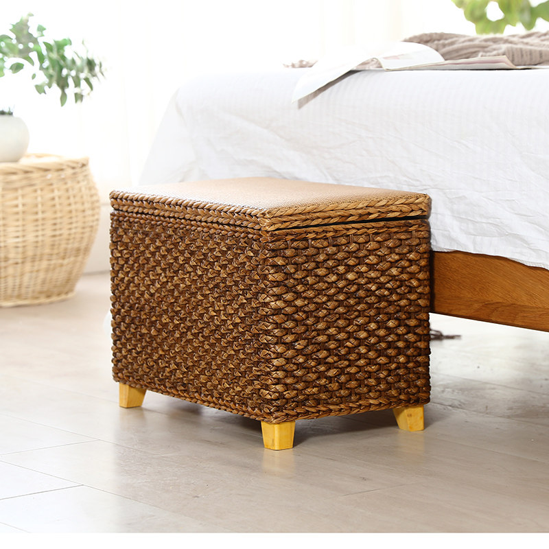 田园藤编收纳凳子实木门厅换鞋凳坐凳床尾沙发凳可坐人玩具储物箱,淘宝优惠券,粉丝福利购,淘宝优惠卷