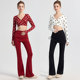 新年装喜庆红色瑜伽服套装女秋冬时尚美背性感运动健身上衣喇叭裤