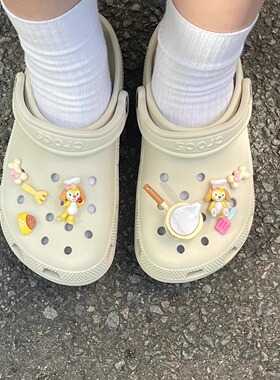 原创饼饼鞋花洞洞鞋配饰卡骆驰鞋扣立体配件diy创意crocs装饰卡扣