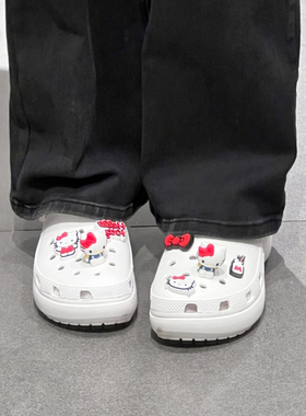 hellokitty洞洞鞋配饰适配crocs联名款鞋花装饰配件鞋扣立体骨白