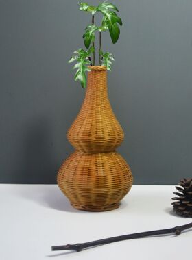 厂家源头竹编花瓶竹编花器竹编花插竹编花钵竹编摆件手工竹编加工