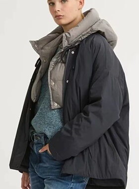 羽绒连帽马甲男女同款冬季保暖防风加厚多功能帽子
