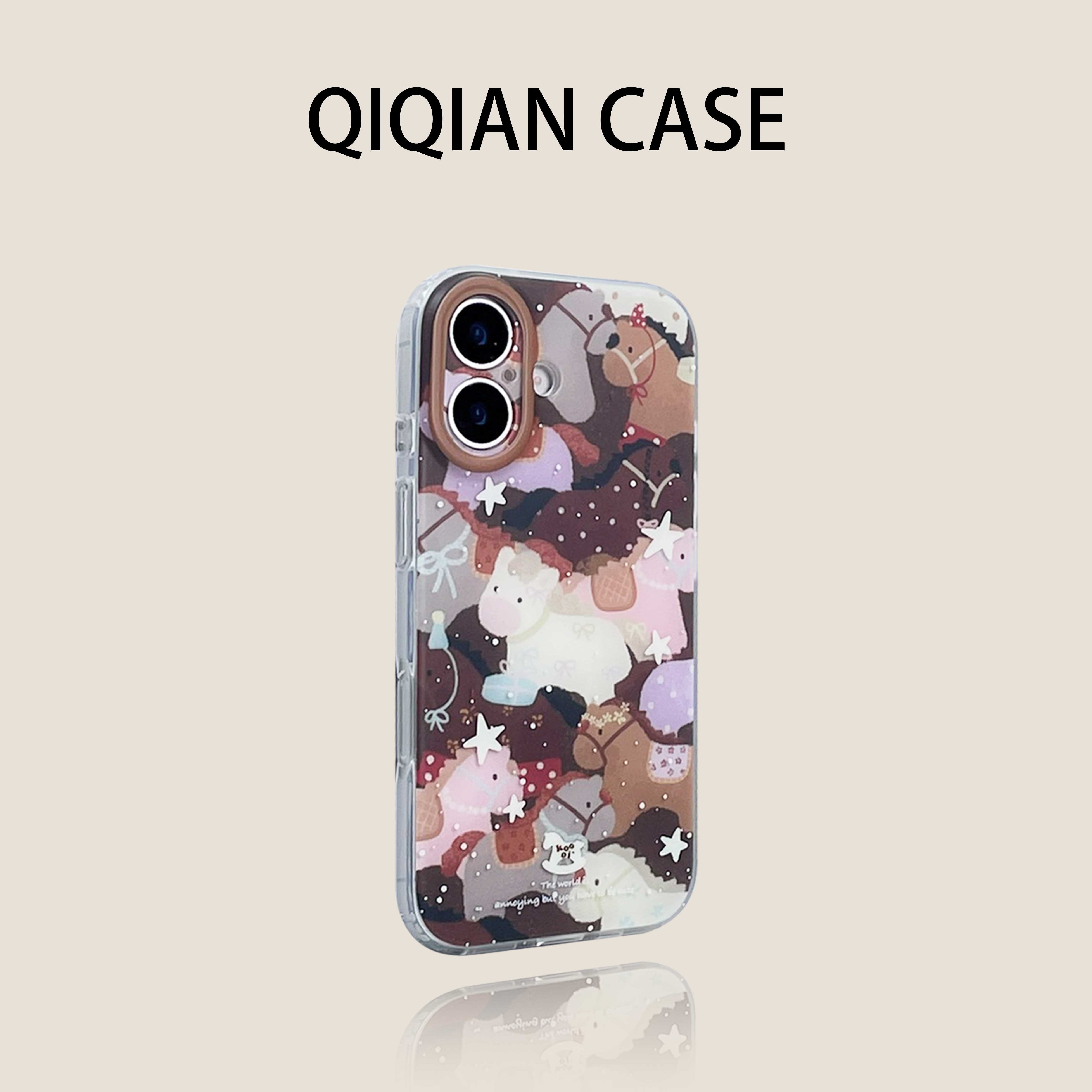 启乾 趣味新款泼墨下雪星星小马儿插画腕带iPhone17/16手机壳适用苹果15/14promax硬壳13链条挂件少女心ins风,淘宝优惠券,粉丝福利购,淘宝优惠卷