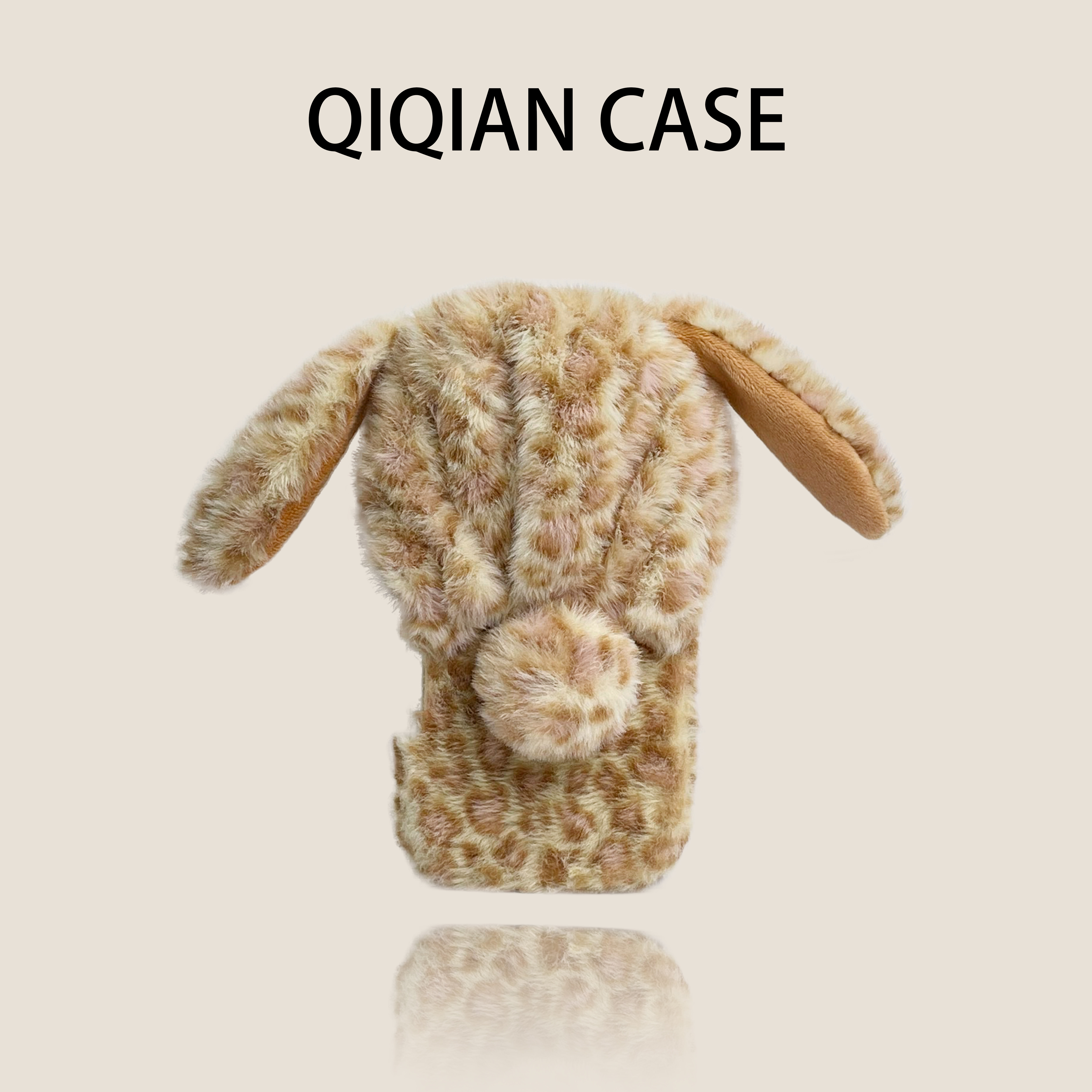 启乾 冬季新款豹纹兔耳朵帽子腕带iPhone17/16手机壳适用苹果15/14promax毛绒软壳链条挂绳可爱少女心ins风,淘宝优惠券,粉丝福利购,淘宝优惠卷