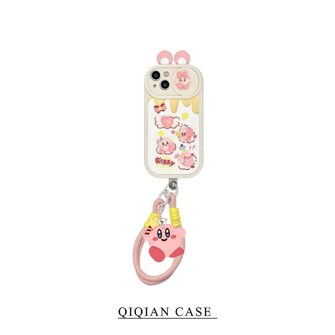 启乾 立体星之卡比小熊iPhone15手机壳适用苹果14/13promax推拉窗软壳12手提11链条挂绳少女心可爱新款情侣