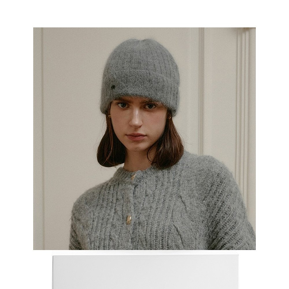 韩国直邮[LOOKAST]CHARCOAL SOFT KNIT BEANIE炭色柔软针织毛线帽-图3