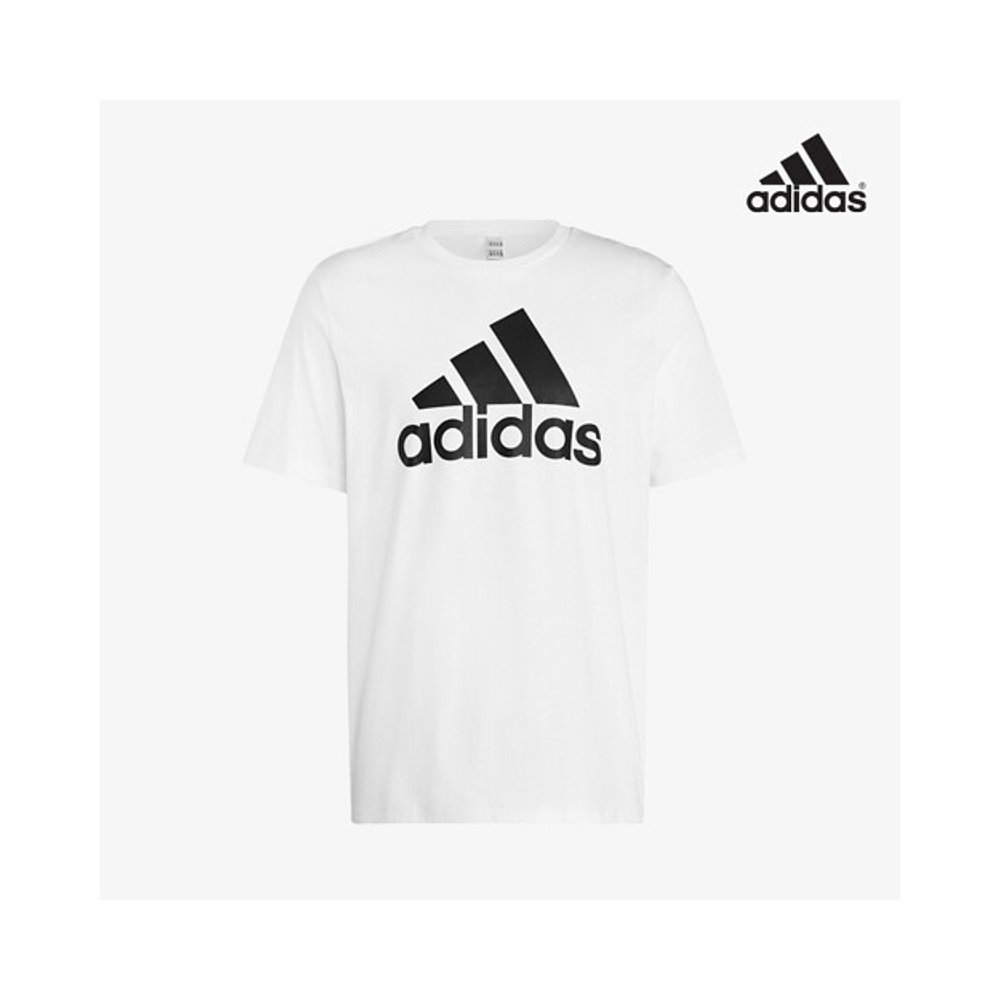 韩国直邮[Adidas] 男士 白色 纯棉 短袖T恤 普通版型 IC9349 - 图0