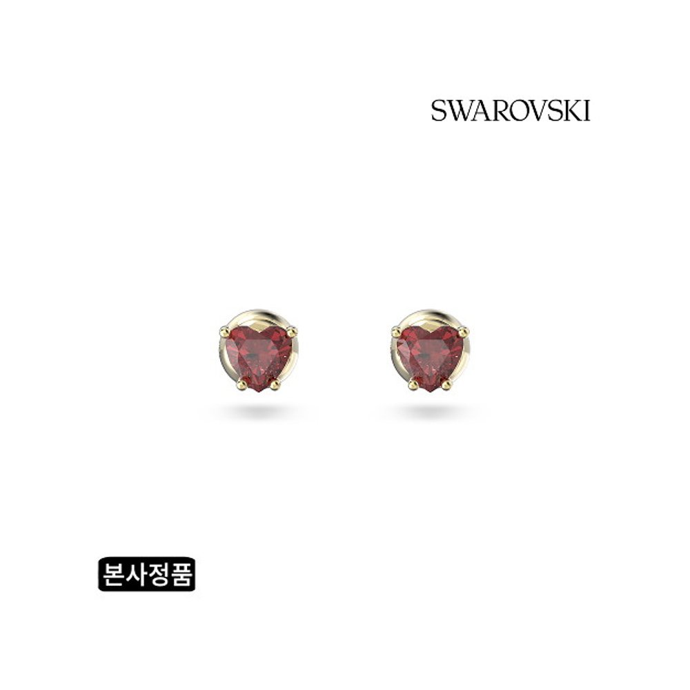 韩国直邮[SWAROVSKI/本社正品] Stilla 红色 金色 饰钮 耳环 5639 - 图0