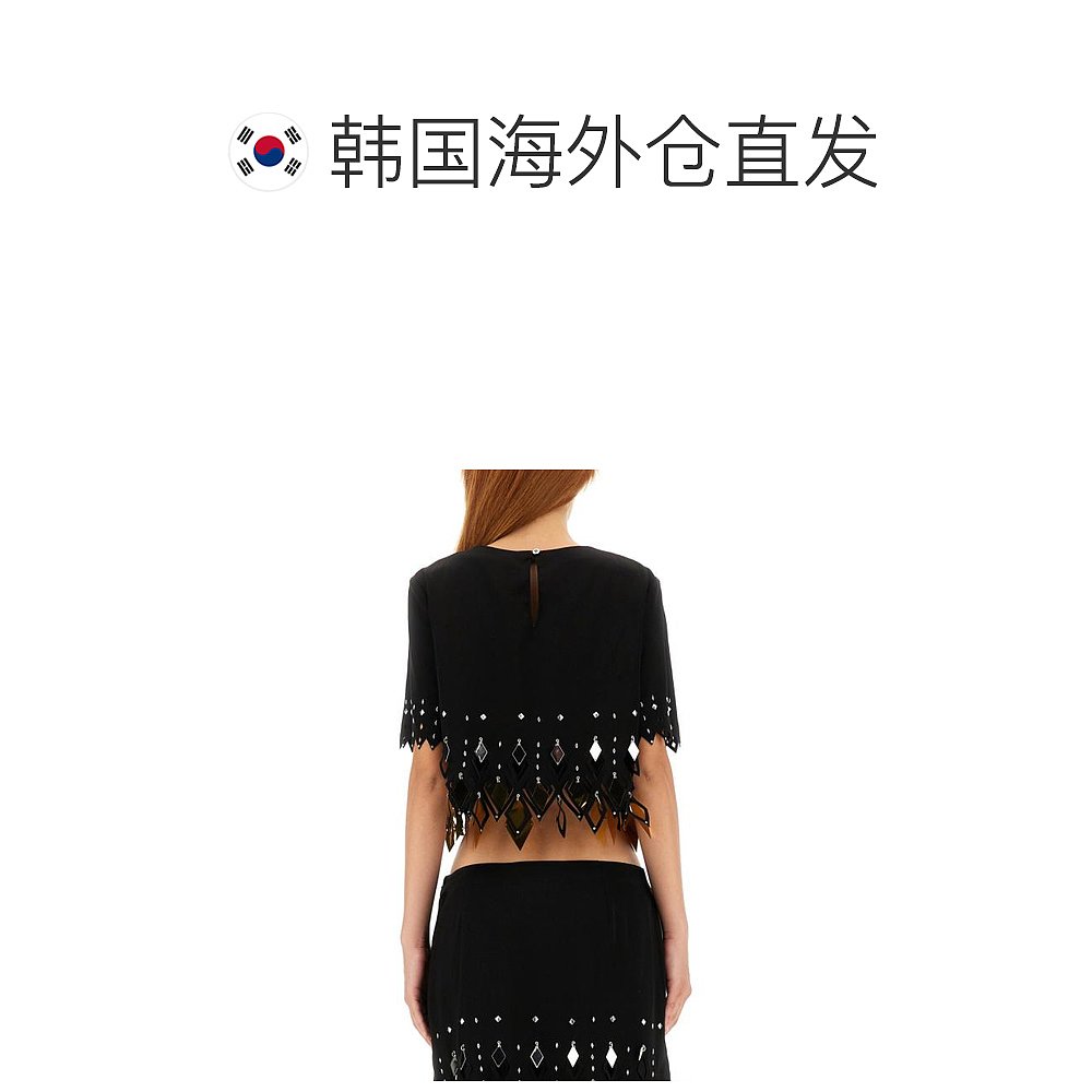 韩国直邮PACO RABANNE23FW短袖T恤女23FCTO582PO0323 P001BLACK - 图1