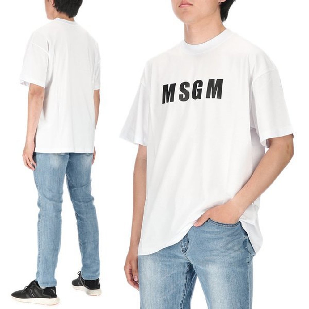 韩国直邮MSGM 衬衫 MSGM/Logo/3440MM163/237002/01/男士/短袖T恤 - 图2