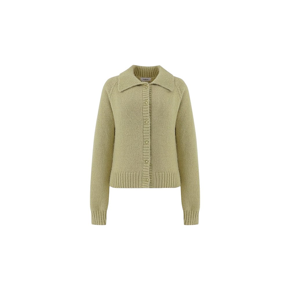 韩国直邮[LOOKAST]KHAKI KALYN WOOL KNIT CARDIGAN卡其色翻领羊-图0