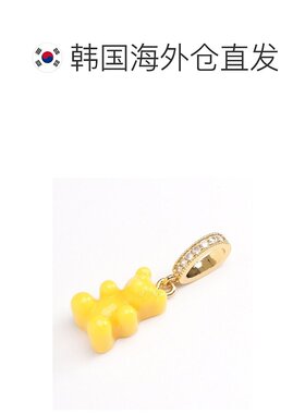 韩国直邮Crystal Haze金属挂钩项链黄色可爱坠饰logo怀旧熊吊坠