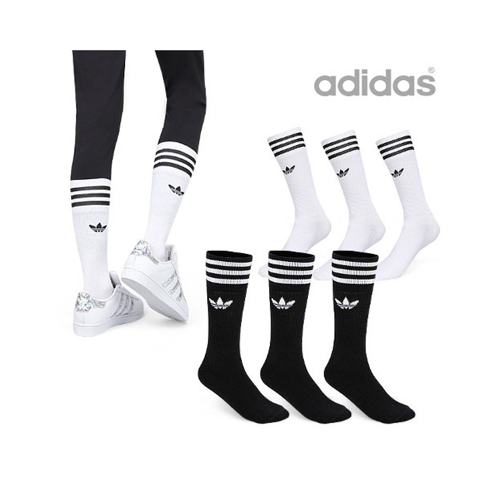 韩国直邮[Adidas] 单色 宽袜子 3PP 2种 S21489/S21490 - 图0