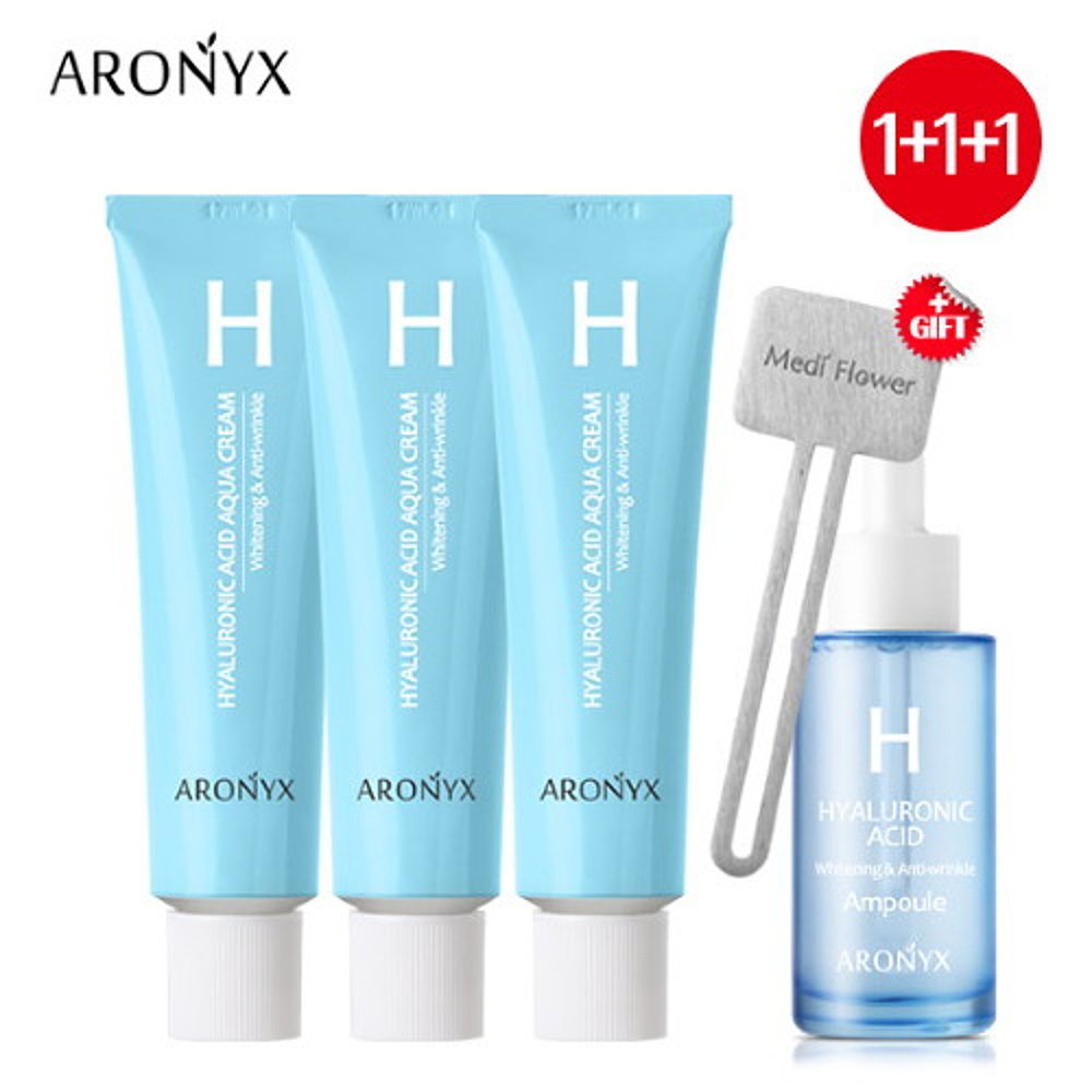 韩国直邮[ARONYX] Aronix 玻尿酸水凝霜 50mlx3 + 玻尿酸安瓶+林 - 图2