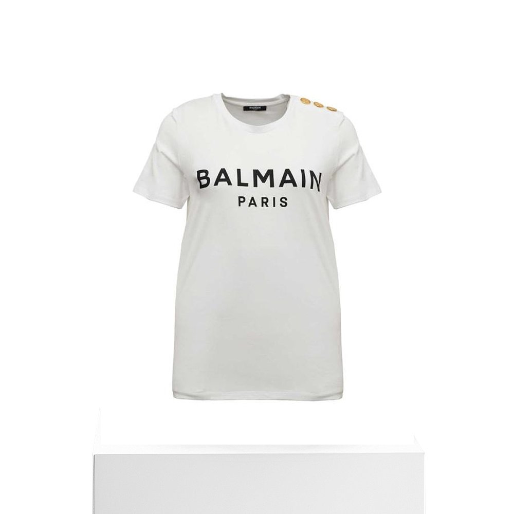 韩国直邮BALMAIN24SS短袖T恤女BF1EF005BB02GAB BLANC NOIR - 图3