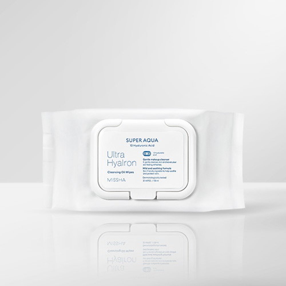 韩国直邮[missha] Super Aqua Ultra 透明质酸卸妆油纸巾 30 Shee - 图2